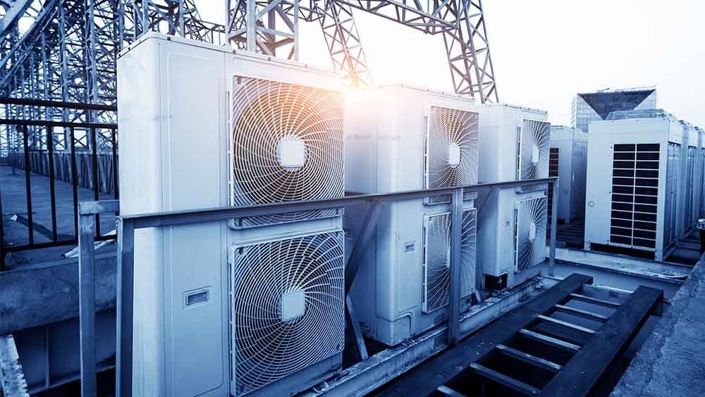 Industrial HVAC units installed on a rooftop